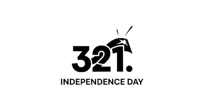 321 Countdown Independence Day Logo with Star