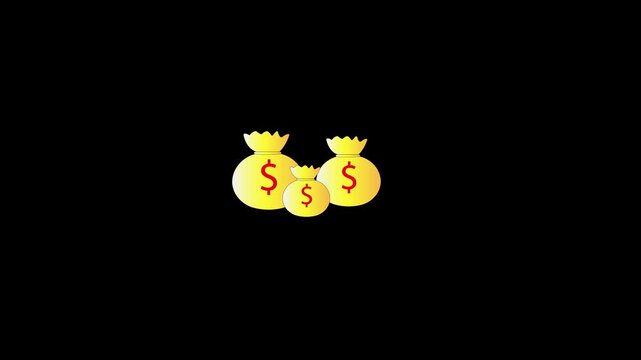 Animated coin purse on a black background. wallet icon