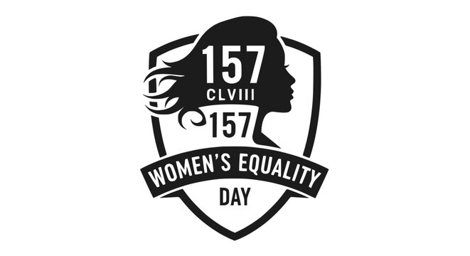 Women's Equality Day Emblem with Roman Numerals CLVIII and 157