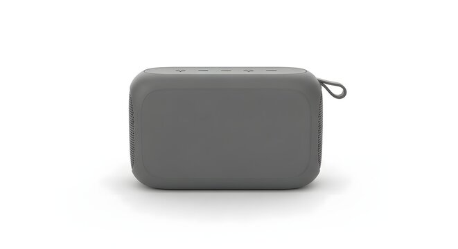 Side View of Gray Bluetooth Speaker with Premium Mesh Texture