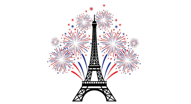 Eiffel Tower Fireworks Celebration - Paris National Day Icon