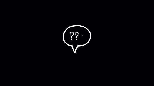 Animated doodle  white speech bubble with scribble question mark overlay on transparent background 4k , for you project