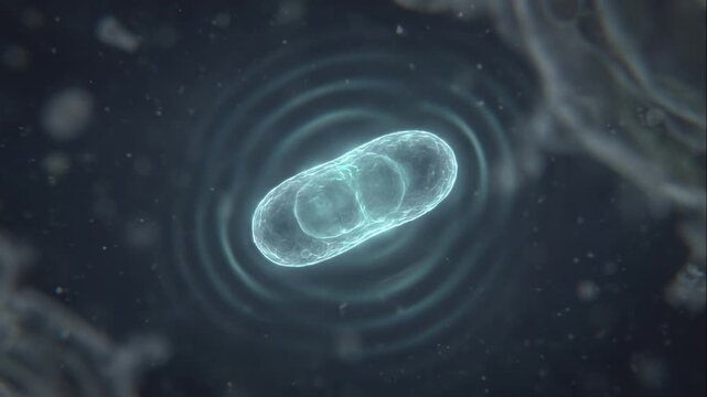 Cinematic microscopic depiction of a glowing biological capsule, illustrating the critical function of LEPTIN HORMONE in metabolic regulation and intercellular signaling