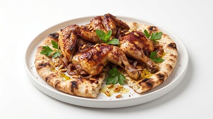 Fototapeta premium Palestinian musakhan chicken on flatbread