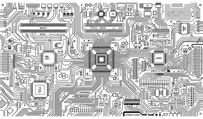 Naklejka premium Futuristic circuit board background with digital network lines and technology connections vector illustration