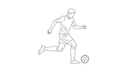 Fototapeta premium Soccer Player Kicking Ball Line Art - Dynamic Action Silhouette