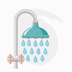 Fototapeta premium Modern Shower Head with Flowing Water Drops