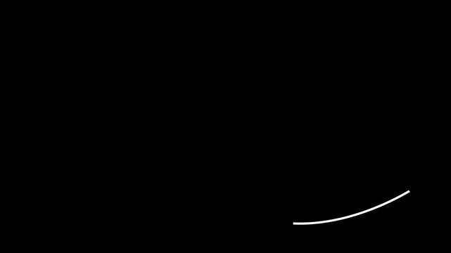 Abstract white line animation on black background. Minimalist curved strokes for motion graphics, transitions, and video editing overlays.