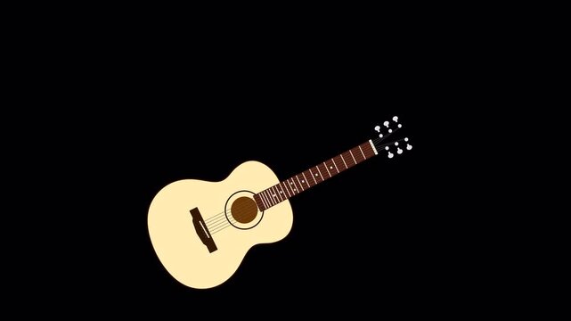 Cute **Acoustic Guitar Playing** with **Music Notes** Animation **Alpha Channel** Loop 4K