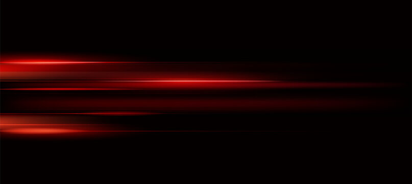 Abstract Red Speed Neon Light Effect on Black Background Vector