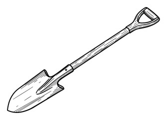 Obraz premium Shovel hand tool for digging works a useful garden and construction equipment for planting activities.