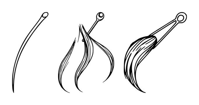 Hair pin set with modern minimalist line art design featuring fashion accessories, styling tools, beauty items with ornamentation and hair clips