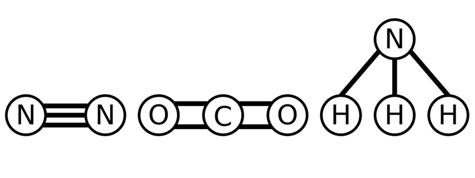Examples of molecules with different types of chemical bonds
