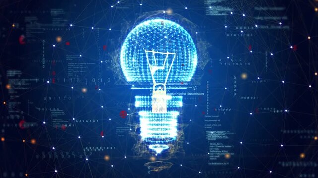 Right lattice lighting hologram bulb forming nodes and filament aligning base rippling showing idea