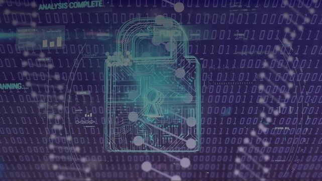 On scan pulse wireframe padlock animating internal nodes, pulsing keyhole to confirm safety