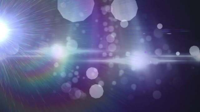 Bright left light burst emitting halo bokeh drifting right wide streak pulsing making ambient glow