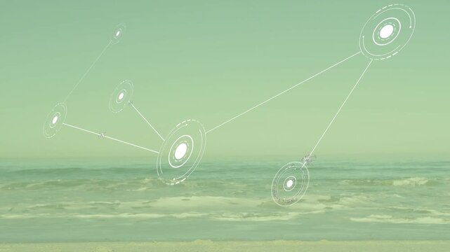 First HUD circle appearing, ring network forming and drifting across sea to map horizon
