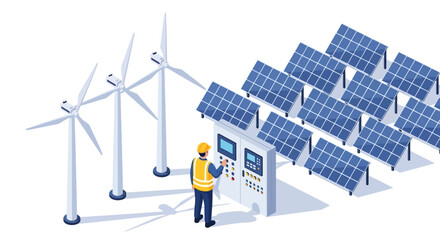 Man working on solar panel system. © AlyaNaja