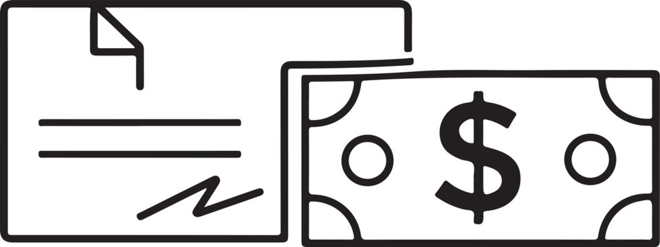 Salary Paycheck LIne Icon Vector Illustration for Payroll and Finance