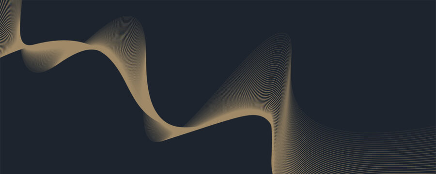Abstract geometric vector curve lines shape in premium gold color isolated on transtransparent background. Dinamic flowing gold gradient wave pattern. Vector llustration