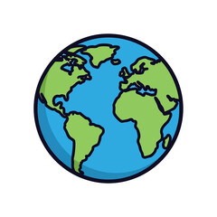 Obraz premium Stylized flat illustration of planet Earth showing the continents.