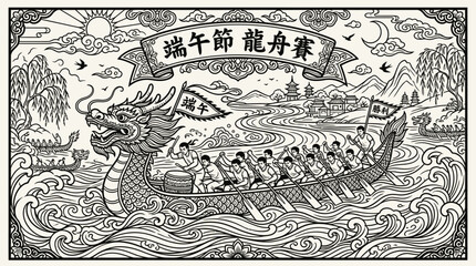 Dragon Boat Festival Rowing Team Racing. © ayana