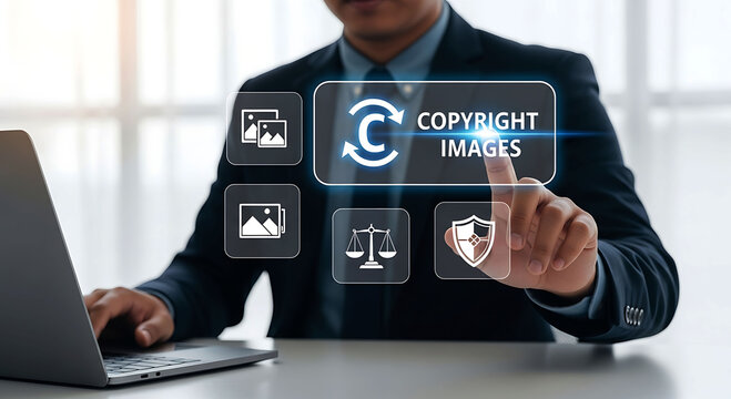 Copyright Protection And Digital Image Licensing Technology Business Concept