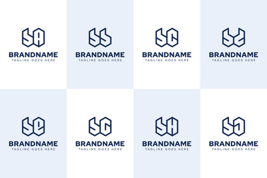 Letters BA BB BC BD BE BG BH BJ Geometric Logo Set