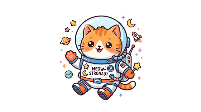 Cartoon cat in astronaut suit.
