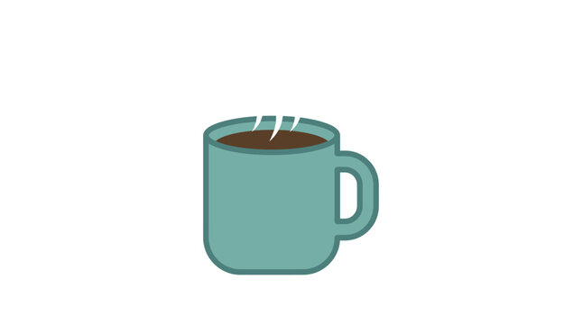Teal ceramic coffee mug with handle.