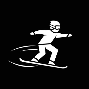 a white silhouette of a person snowboarding.
