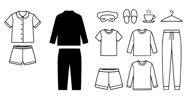 Minimal sleepwear pajama template simple apparel vector illustration isolated on white background