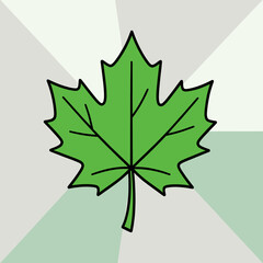 Fototapeta premium Green Maple Leaf Symbol on Light Background