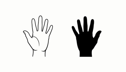 Obraz premium Outline Drawing of a Hand Waving in the Air Sketch Style