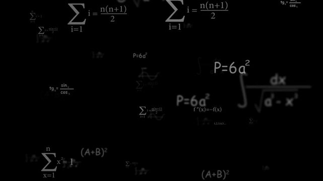 Dark Mathematical Equations Background Abstract Science Physics Animation Loop