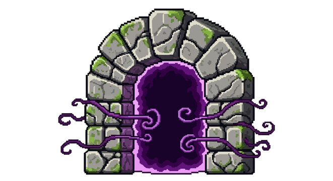 Mysterious Ancient Stone Portal with Ethereal Purple Energy.