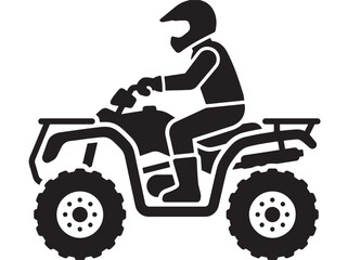 Naklejka premium Tractor icon with black silhouette, white outlines, and two large wheels for farm and agriculture branding