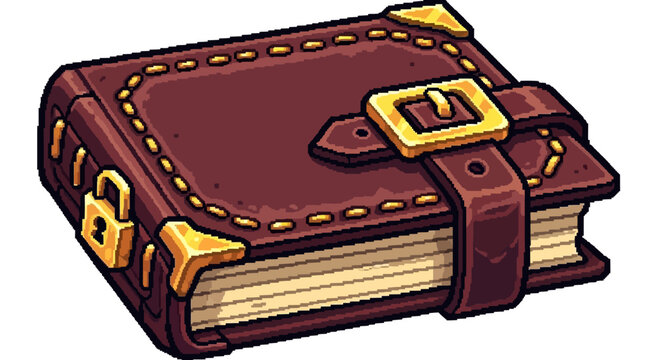 Old leather-bound book with brass lock and buckle.