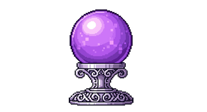 Mystical Purple Crystal Ball on Ornate Stand.