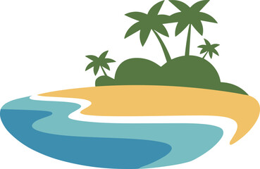 Tropical island sea shore natural landscape vector on white background. © TahrinAkther