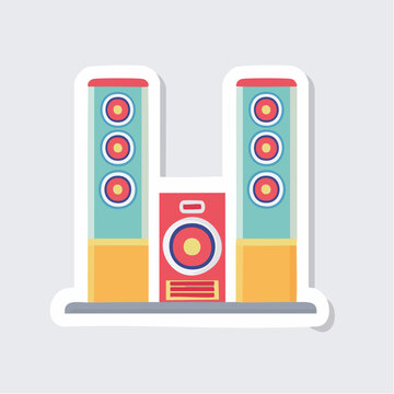 Flat design illustration of a stereo speaker system