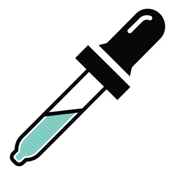 Eye dropper with green liquid inside  simple medical icon icon