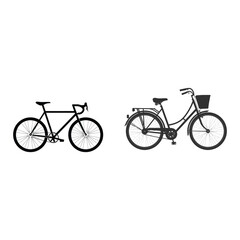 Fototapeta premium Minimal Road Bike Silhouette Vector Isolated On White Background For Sports Concept