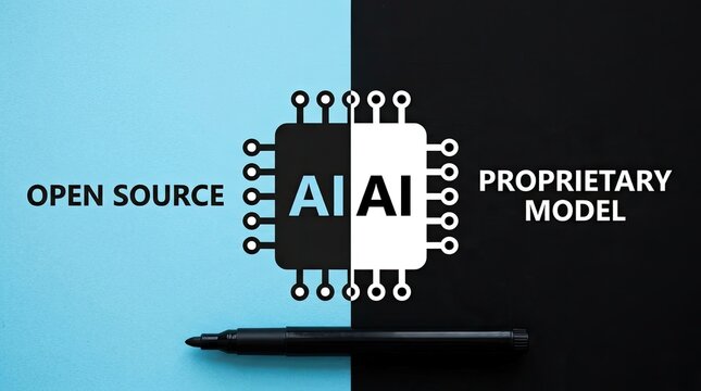 Artificial intelligence open source versus proprietary model concept