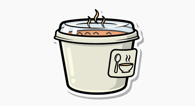 A steaming hot cup of coffee with a spoon and cup logo on the side