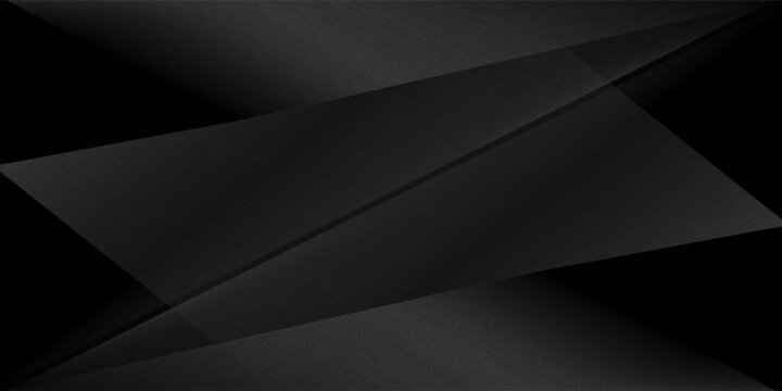 Modern black white abstract background. Minimal. Gradient. Dark grey banner with geometric shapes, lines, stripes, triangles. Design. Futuristic. Cut paper or metal effect.vector eps10