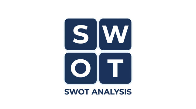 Vector graphic illustration of SWOT analysis business strategy logo Vector