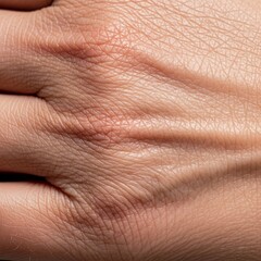 Fototapeta premium Extreme close-up of maturing skin showcasing a complex map of deep lines and soft folds, illustrating the natural evolution of bone structure, skin, history, grooves