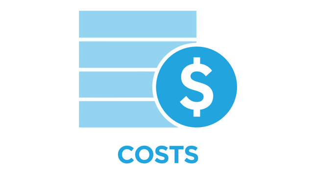 Vector graphic illustration of Blue costs icon with dollar sign Vector