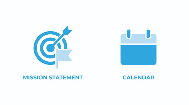 Vector graphic illustration of Mission statement and calendar icons Vector